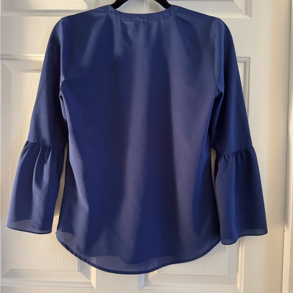 J. Crew Royal Blue Bell Sleeve Top - Picture 3 of 7